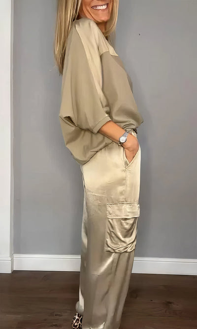 AMELIA | Zweiteiliges Set Bluse und Cargo-Hose Chic