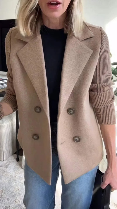 CLAIRE | Langer Cardigan mit Patchworkärmeln, Trendy und Chic