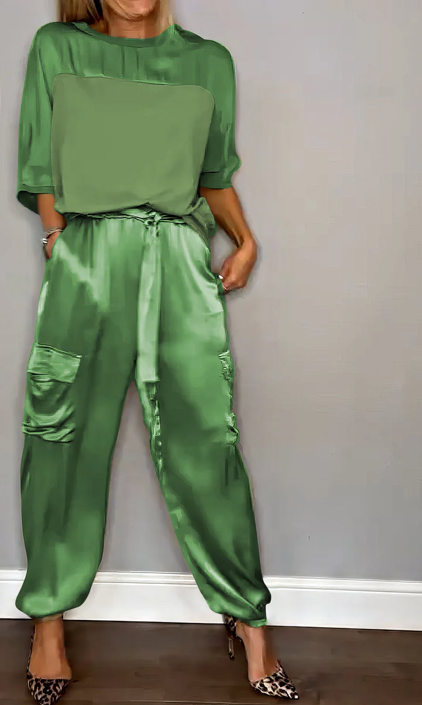 AMELIA | Zweiteiliges Set Bluse und Cargo-Hose Chic