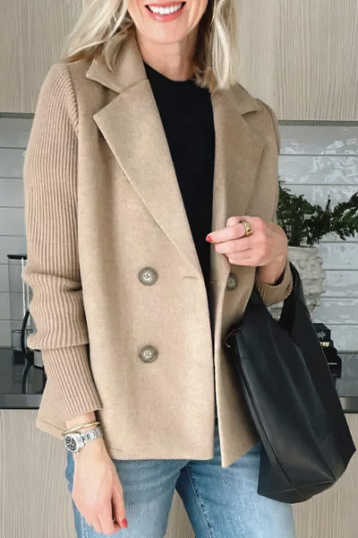 CLAIRE | Langer Cardigan mit Patchworkärmeln, Trendy und Chic