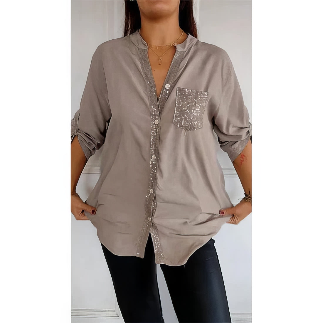 LUCIE | Top Patchwork mit Pailletten, Glänzend und Elegant