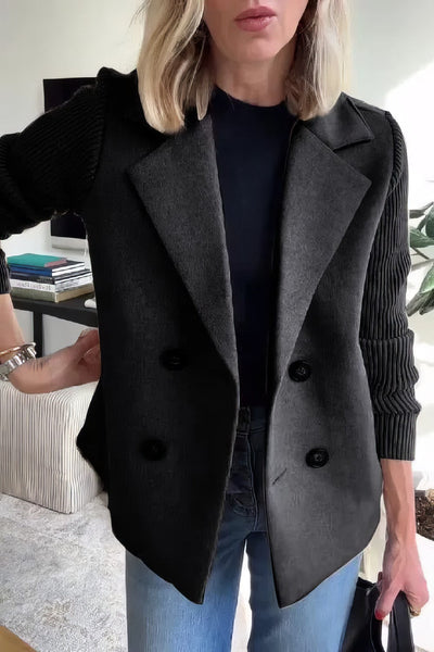 CLAIRE | Langer Cardigan mit Patchworkärmeln, Trendy und Chic