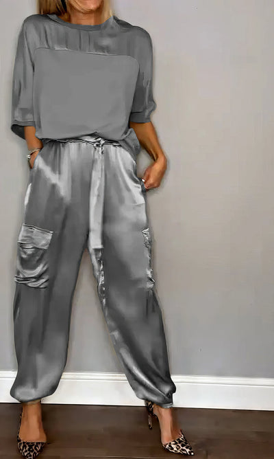 AMELIA | Zweiteiliges Set Bluse und Cargo-Hose Chic