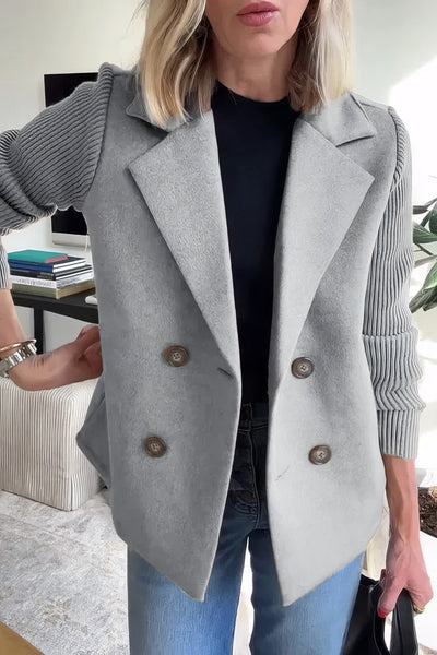 CLAIRE | Langer Cardigan mit Patchworkärmeln, Trendy und Chic