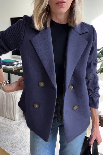 CLAIRE | Langer Cardigan mit Patchworkärmeln, Trendy und Chic